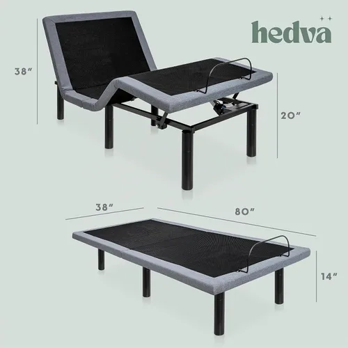 Vista 9 de Hedva Base de cama ajustable con motores de masaje, 4 puertos USB, luz LED, montaje en 5 minutos, múltiples posiciones preestablecidas para máxima
