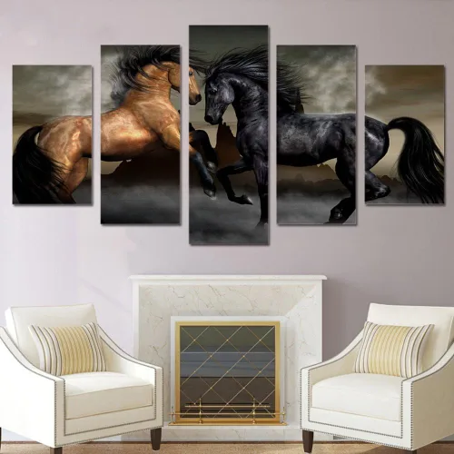 Vista 32 de 5 piezas de pintura sobre lienzo ardiente de fénix dibujado en estilo heráldico fuego fénix arte de pared vintage impresiones obras de arte arte
