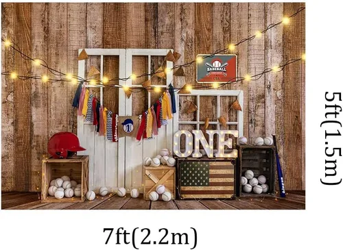 Vista 3 de Kate Fondos de fotografía para fiestas temáticas de béisbol, 7x5 pies, decoración de iluminación, fiesta de cumpleaños, estudio fotográfico, fondo