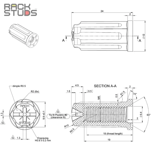 Vista 2 de Rackstud M6 Nut - Paquete de 100 tuercas de repuesto para tuercas de jaula tradicionales, se adapta a todas las series II, incluyendo nuevo dúo Negro