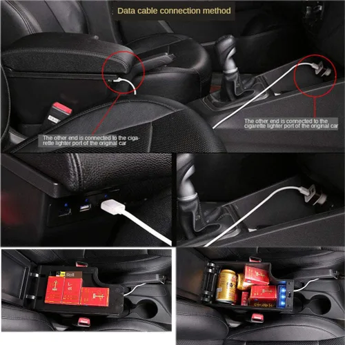 Vista 2 de YJYWZH Caja de reposabrazos para Toyota 86 GT86 / Subaru BRZ/Scion FR-S 2013-2018 Caja de almacenamiento dual con 3 puertos USB