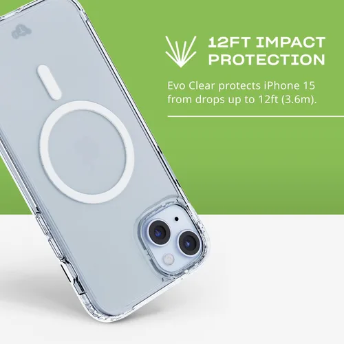 Vista 4 de tech21 Evo - Funda transparente para iPhone 15 Plus, compatible con MagSafe, funda de protección contra impactos, transparente