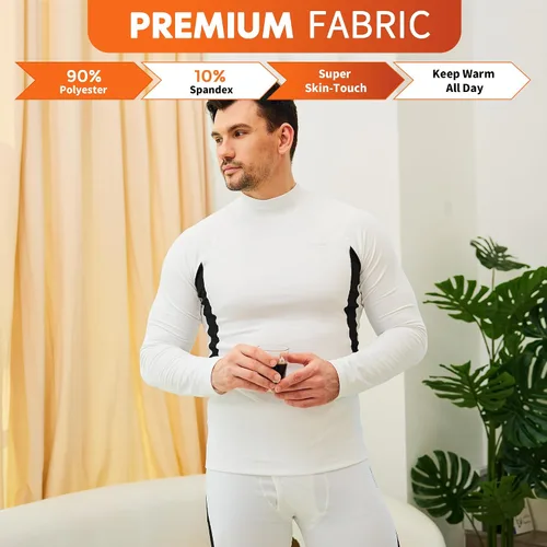 Vista 7 de CL convallaria Conjunto de ropa interior térmica para hombre con bragueta, capa base larga para invierno, equipo de caza, parte superior e inferior