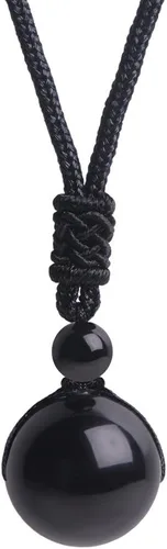 Vista 44 de iSTONE Collar unisex con dije de cuentas redondas auténticas, cadena de cuerda negra de 24 pulgadas para hombres y mujeres