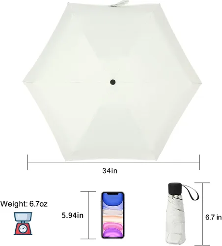 Vista 3 de GAOYAINIG - Mini paraguas pequeño con estuche de diseño ligero y compacto, perfecto para viajes, sombrilla portátil ligera para exteriores