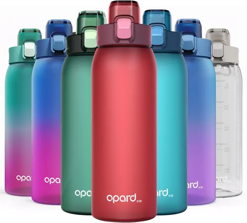 Vista 21 de Opard Botella de agua de plástico de 30 onzas apta para lavavajillas, tapa abatible a prueba de fugas, Tritan sin BPA, botella de agua deportiva
