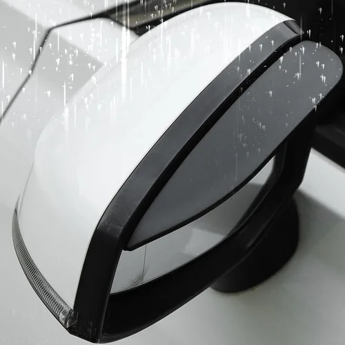 Vista 9 de Pincuttee Visor de lluvia de espejo para cejas, protectores de lluvia para espejo lateral, fundas para automóvil, ajuste único, paquete de 2 Negro