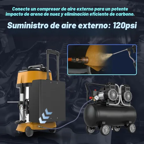 Vista 8 de AUTOOL Walnut Blaster, limpiador de válvula de admisión, kit de pistola de cáscara de nogal de 1400 W para limpieza de carbono, reciclaje de nueces