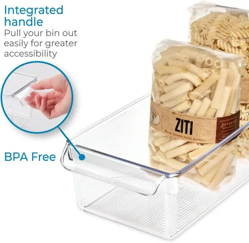 Vista 4 de iDesign Linus - Organizador de plástico para nevera y congelador con asa, recipiente transparente para alimentos, bebidas, organización de productos