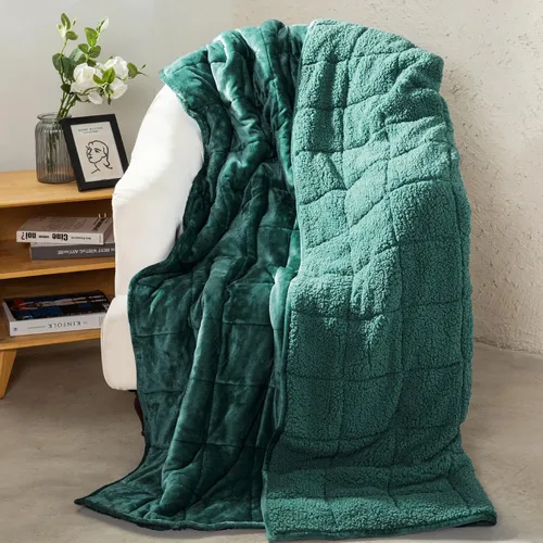 Vista 11 de Aemicion Manta con peso para niños de 7 libras, tamaño individual de 41 x 60 pulgadas, cómoda, suave y esponjosa Sherpa, manta pesada para niños