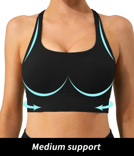 Vista 2 de Comper Brasier deportivo para mujer, sin varillas, espalda cruzada, brasier de entrenamiento sexy, tirantes cruzados, brasier deportivo de yoga
