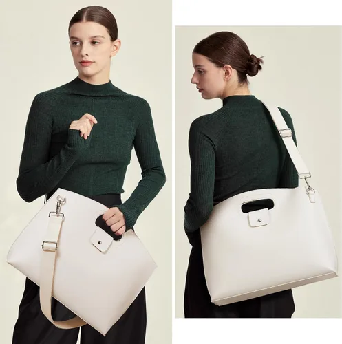 Vista 2 de KALIDI Bolso de Mensajero de 16 Pulgadas, Elegante, de Cuero Vegano, Maletín Bandolera, para Laptop de 15.6 Pulgadas, Bolso de Negocios, Trabajo
