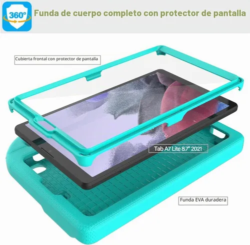 Vista 6 de SUPLIK Funda para niños para Samsung Galaxy Tab A11 de 8.7 pulgadas 2025 / A9 8.7 pulgadas 2023 / A7 Lite 8.7 pulgadas 2021, integrado con protector