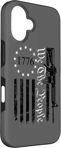 Vista 3 de iPhone 16 We The People - Funda patriótica con la bandera de Estados Unidos AR15 Pro Guns