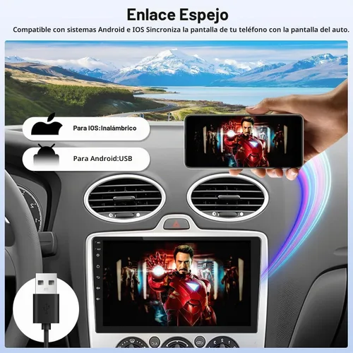 Vista 4 de Kunfine Universal 8-Core 4G+128G 10 pulgadas Android doble DIN coche estéreo inalámbrico CarPlay/Android Auto IPS 10 "pantalla táctil Tablet Auto