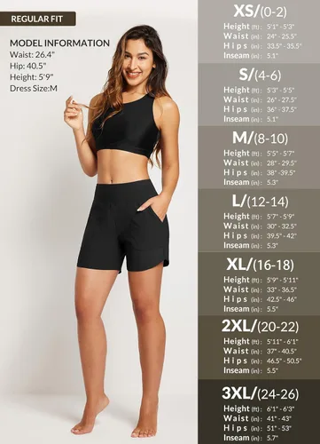 Vista 6 de BALEAF Traje de baño de 5 pulgadas de cintura alta para mujer, de secado rápido, con bolsillos