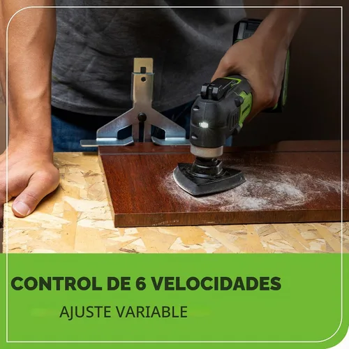 Vista 6 de Greenworks 24V - Multiherramienta inalámbrica, herramienta oscilante para cortar/clavar/raspar/lijar con control de 6 velocidades variables, batería