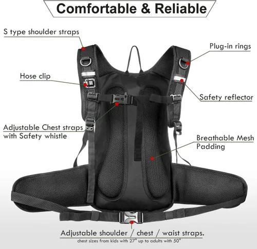 Vista 5 de Mothybot Mochila de Hidratación Aislada con Vejiga de Agua de 3L Libre de BPA a Prueba de Fugas, Mochila de Senderismo Ligera de Gran Almacenamiento