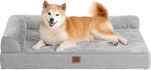 Vista 82 de EHEYCIGA - Cama ortopédica para perros de tamaño mediano, cama de espuma viscoelástica para perros, color beige Small Dog Sofa with Washable