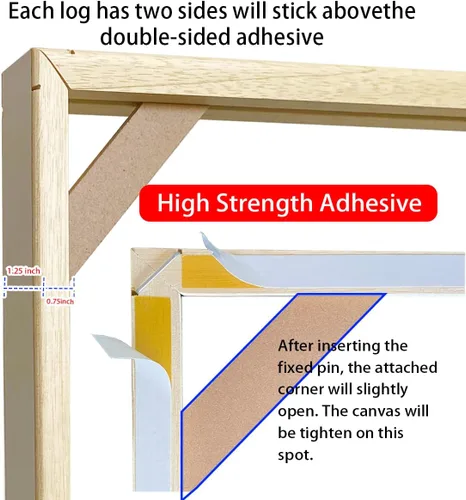 Vista 4 de Kit de marco de lienzo de madera DIY, barras de bastidor de madera sólida para pinturas al óleo, lienzo para impresiones, marco para póster