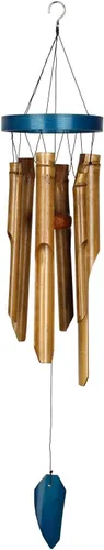 Vista 5 de Woodstock Chimes Asli Arts Collection, anillo de campanilla de bambú, grande (37 pulgadas) natural, campanillas de viento de bambú para decoración