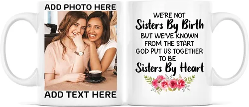 Vista 20 de Taza de café con texto en inglés "Because Of You I Laugh", regalo para mujeres, mejores amigas, mejores amigas, tazas personalizadas de amistad