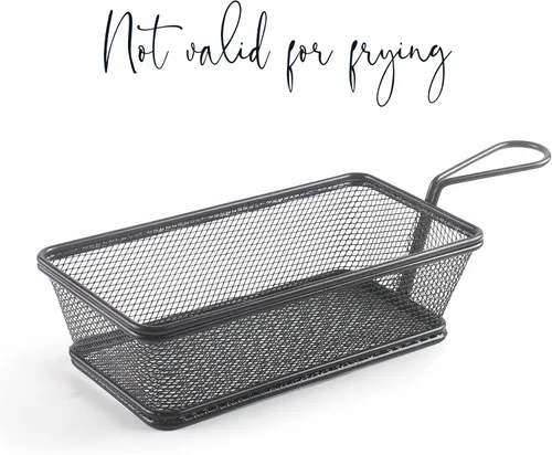 Vista 6 de LACOR - 61155 – Cesta rectangular para servir aperitivos, cesta de patata francesa, acero inoxidable, no apta para freír, 8.3 x 4.3 x 2.4 in