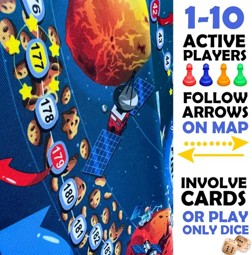 Vista 3 de QUOKKA Juego de Mesa Espacial para Niños de 8-12 años - Juego Familiar Educativo para Adolescentes y Adultos - 130 Tarjetas de Preguntas - Datos
