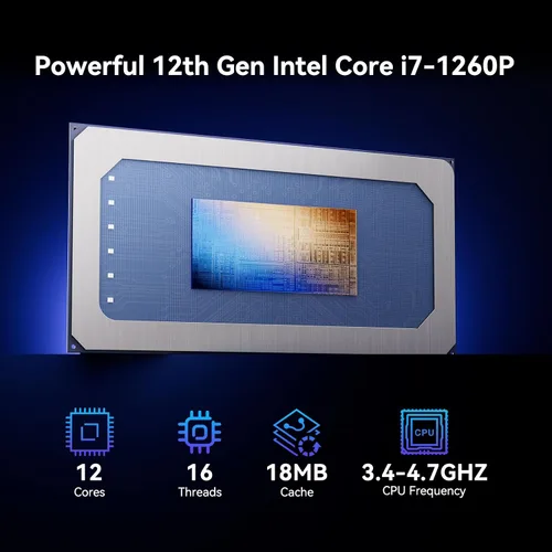 Vista 2 de Intel NUC 12 Pro, para ASUS NUC12 Pro Wall Street Canyon Mini PC, 16 GB de RAM, SSD de 512 GB, CPU Intel Core i7-1260P