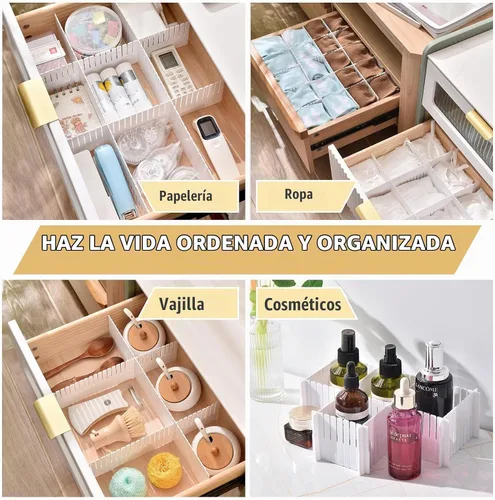 Vista 5 de OJYUDD Divisores de cajones de rejilla de plástico, 12 unidades, color blanco, ajustable, ropa interior, cómoda, cajón, divisor, para almacenamiento