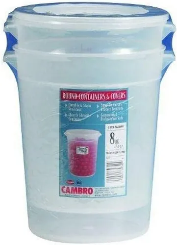 Vista 3 de Cambro Recipiente redondo de almacenamiento de alimentos de 1 cuarto de galón con tapa, juego de 3