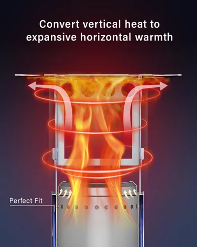 Vista 8 de YEFU Deflector de calor para fogata para estufa Solo Mesa, difusor de calor portátil para fogata de mesa de 5 pulgadas, captura y redirige el calor