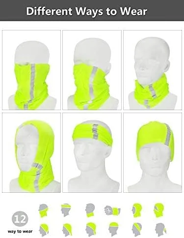 Vista 5 de SATINIOR 8 piezas de polaina reflectante para el cuello para hombre, pasamontañas de ciclismo, máscara facial, bandana para el sol para hombre