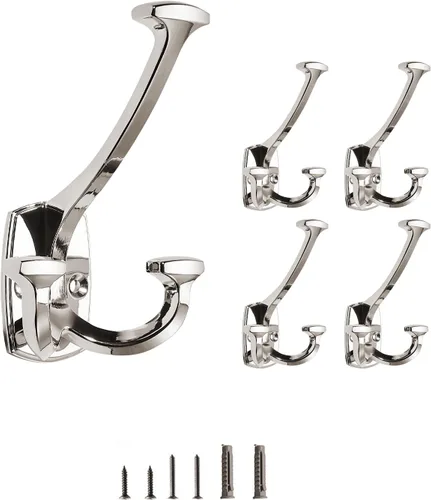 Vista 7 de Ganchos de latón antiguos grandes montados en la pared decorativos de doble cara resistentes para colgar abrigos, toallas, batas, bolsos, ganchos