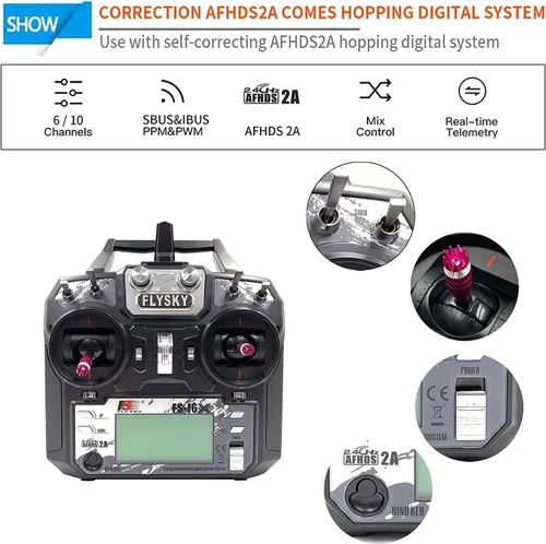 Vista 3 de Flysky FS-i6X - Transmisor RC de 6-10 (predeterminado 6) canales, 2.4GHz AFHDS con receptor FS-iA6B