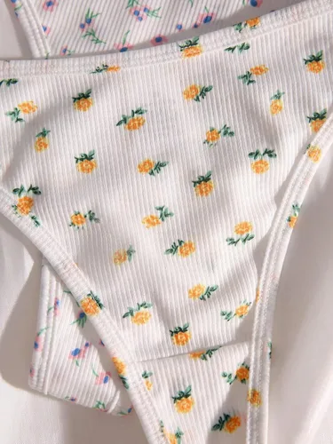 Vista 5 de SHENHE Paquete de 5 tangas con estampado floral para mujer, de tiro bajo, ropa interior diaria