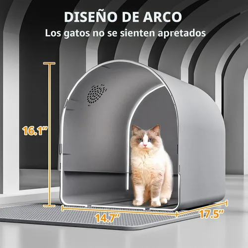 Vista 8 de Oneluck Caja de arena tipo cúpula, cajón tipo inodoro grande XL para gatos, cubierto a prueba de perros, con cuchara, alfombra, para control