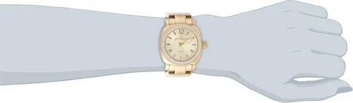 Vista 2 de Peugeot Reloj de gran tamaño para mujer con bisel con tachuelas de cristal Swarovski y pulsera de eslabones de metal