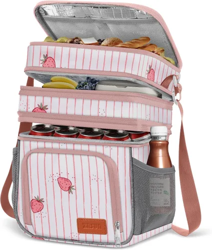 Vista 11 de ZRSUN Lonchera térmica para mujeres y hombres, lonchera reutilizable de 3 capas para mujer, lonchera expandible reutilizable resistente al agua
