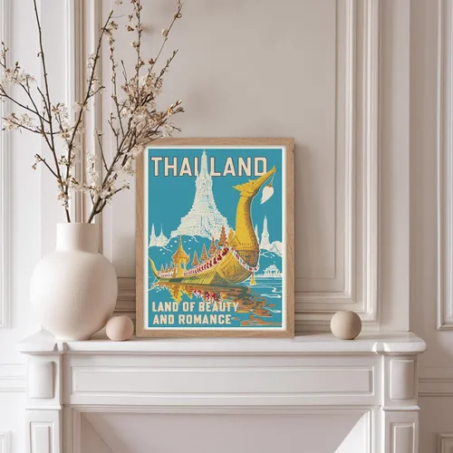 Vista 5 de Poster Master Póster de viaje vintage, impresión retro de Tailandia, arte de pared publicitario, regalo para él, ella, amante de los viajes