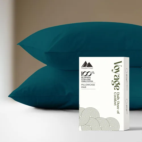 Vista 23 de Mayfair Linen Voyage Collection - Juego de 4 fundas de almohada de algodón egipcio de lujo de la serie 600, color blanco, suaves, refrescantes