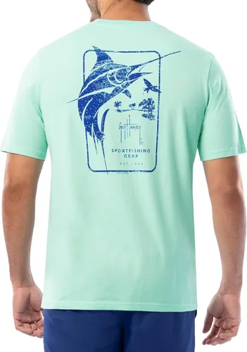 Vista 22 de Guy Harvey Camiseta de manga corta con bolsillo gráfico de algodón OG para hombre Leche de Almendra/Rig Masters