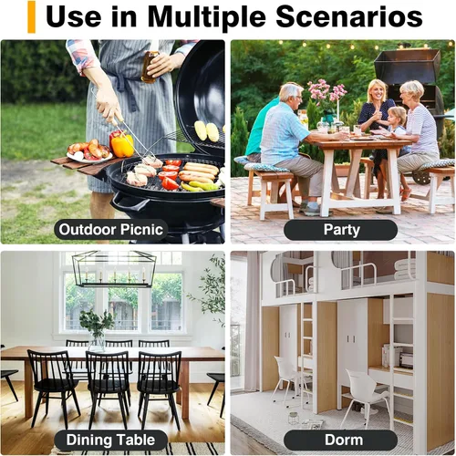 Vista 4 de TAVR Furniture Silla plegable portátil con asa, taburete plegable redondo resistente con capacidad de 500 libras para adultos, taburete plegable