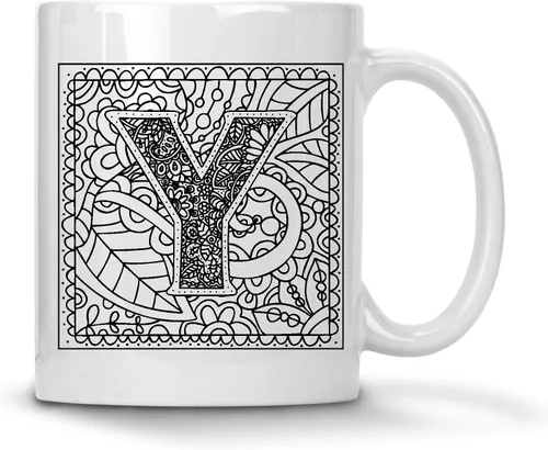 Vista 23 de Alankathy Mugs Taza de café monograma, 11 oz, color blanco (A)