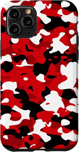 Vista 29 de iPhone 16 Negro + Blanco + Rojo Camuflaje Patrón Funda
