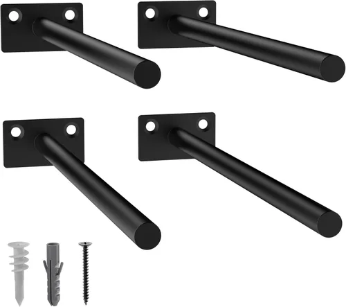 Vista 27 de 12-Pack 10 inch Floating Shelf Brackets, Hidden Shelf Bracket for Wood Negro-paquete de 12