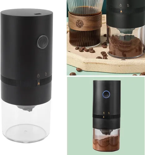 Vista 6 de Topyond Molinillo de café eléctrico, molinillo de granos de café, molinillo negro de carga USB, para el hogar, cocina, café, grano, especias