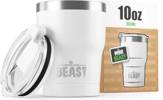 Beast Vaso de 10 oz de Acero Inoxidable con Aislamiento al Vacío para Café y Hielo de Doble Pared Termo de Viaje (Blanco Ártico)