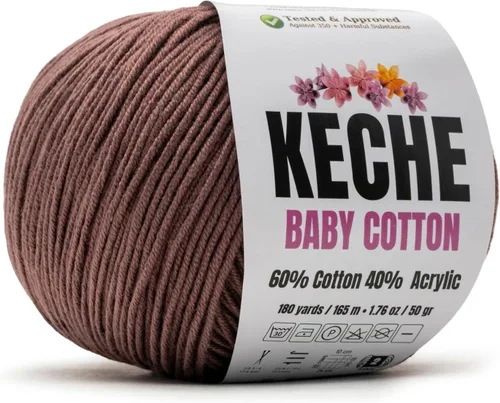 Vista 56 de Keche Hilo de Algodón, 60% Algodón 40% Hilo Acrílico, Hilo de Algodón Suave para Crochet y Tejer, Hilo Amigurumi 1 Madeja/Bola 1.76 Oz (50g) / 180