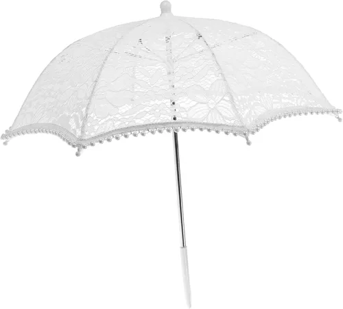 Vista 6 de ERINGOGO 2pcs Lace Umbrella Travel Umbrellas Wedding Umbrellas for Rain Bulk Umbrellas Lace Sun Umbrella Mini Lace Umbrella Princess Umbrella Flower